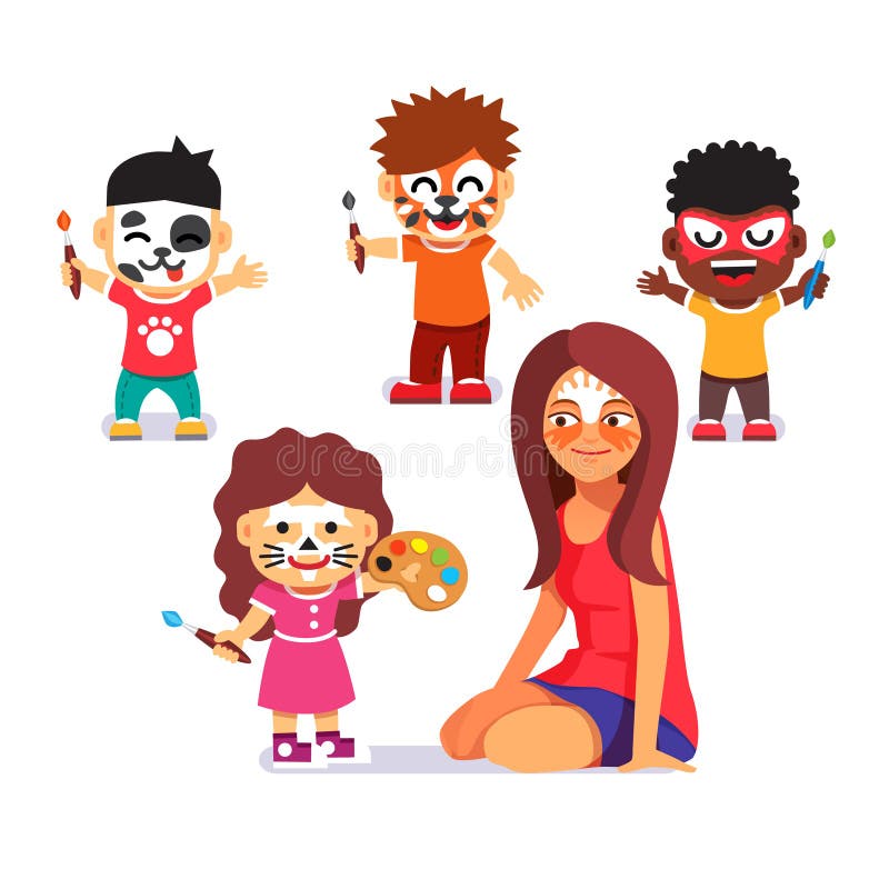 Face Painting Party. Kids Drawing Characters Stock Vector - Illustration of  baby, facial: 60851361