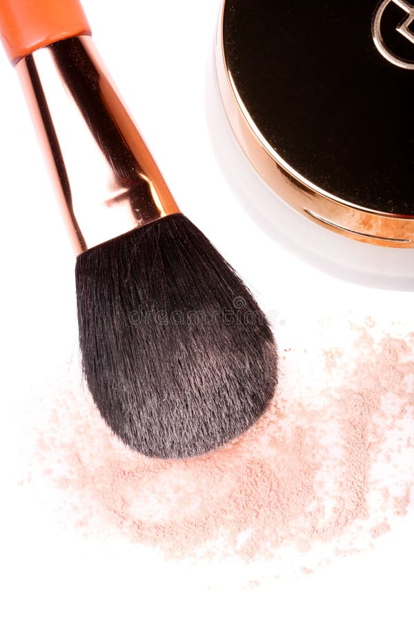 Face powder and brush stock photo. Image of peach, cosmetics 19177038