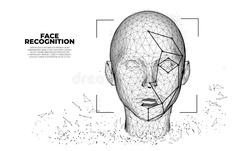 Face Recognition. Facial Recognition System concept. biometric scanning, 3D scanning. Face ID. Identification of a person through