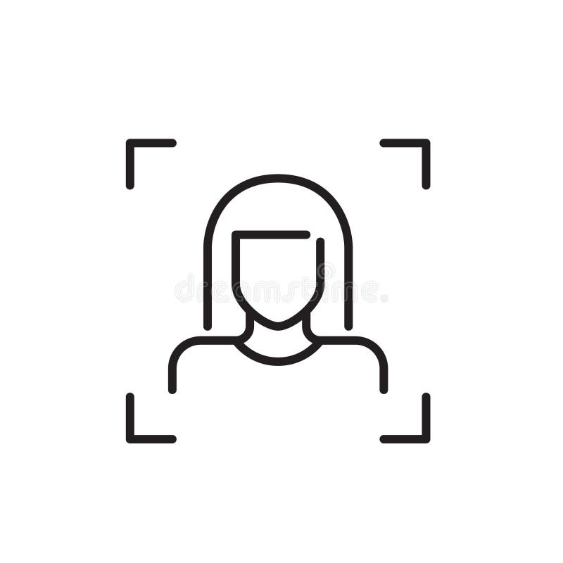 Face Recognition. Female User. Pixel Perfect Icon Stock Vector
