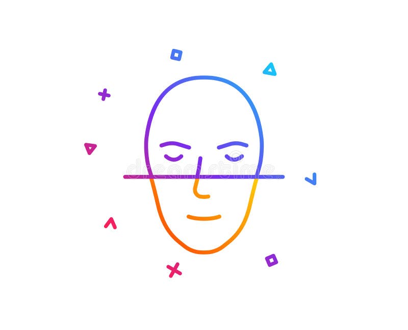 Face Recognition Line Icon. Faces Biometrics Sign. Vector ...