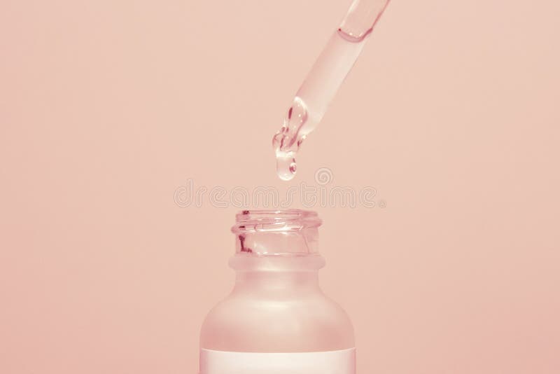 Face Serum Drop with Bottle on Pink Background Stock Photo Image of