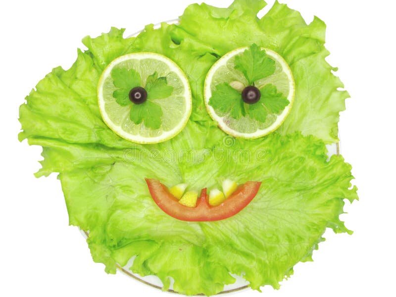 Face shape on lettuce vegetable