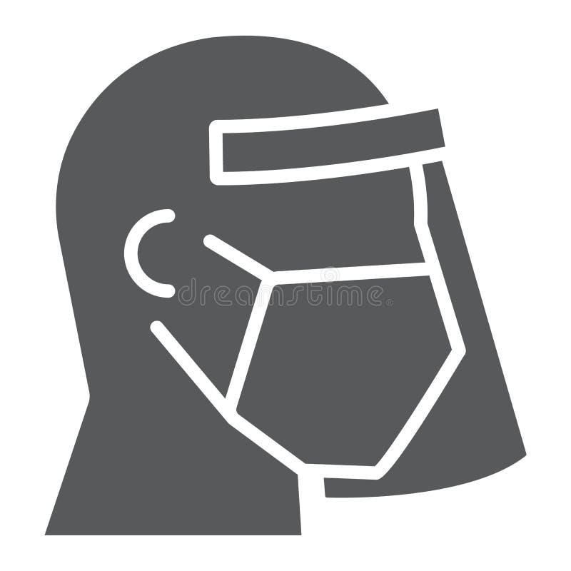 Face Shield Mask Glyph Icon, Covid19 and Protection, Man in Face