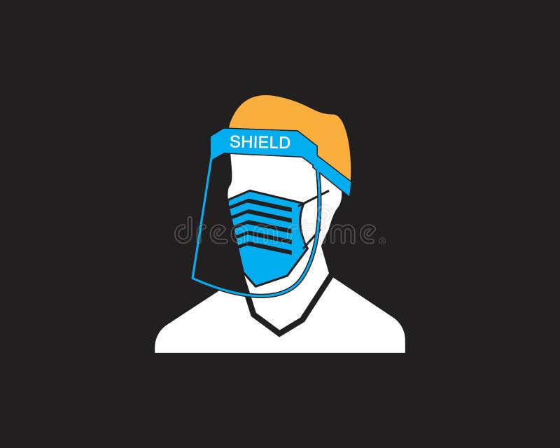 Face shield protection logo template stock illustration