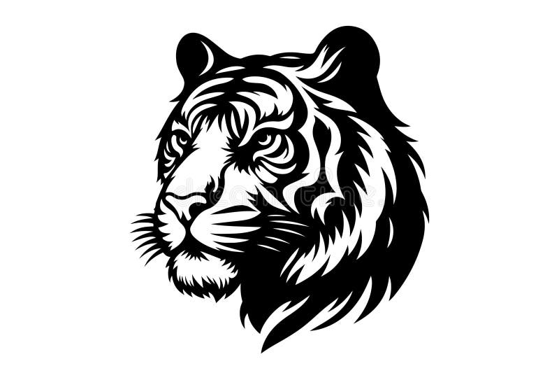 Face Tiger Silhouette, Illustration Vector. Eps 10 Stock Illustration ...