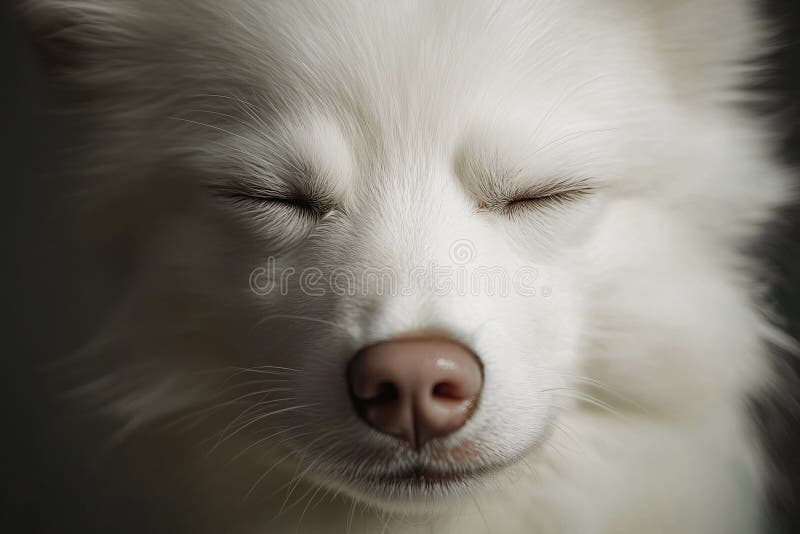 Face of white dog with closed eyes royalty free illustration
