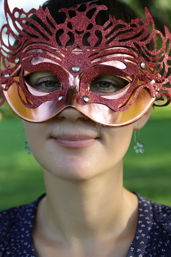 Face of woman in mask stock photo. Image of disguise 75548322