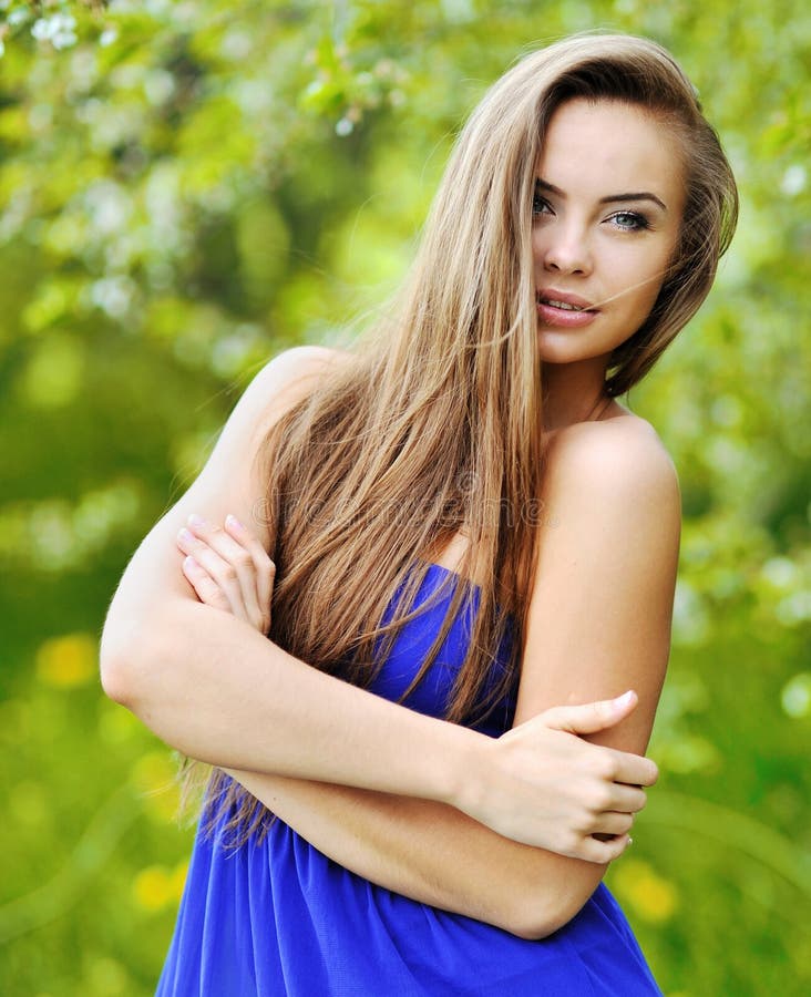 Face of the Young Beautiful Woman Outdoors Stock Photo - Image of ...