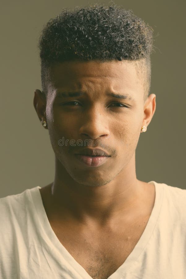 Face of Young Handsome African Man with Afro Hair Stock Image - Image of  black, african: 199019541