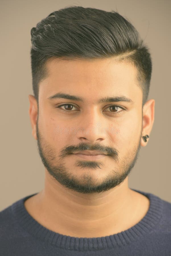Face of Young Handsome Bearded Indian Man Stock Photo - Image of white,  earring: 169863236