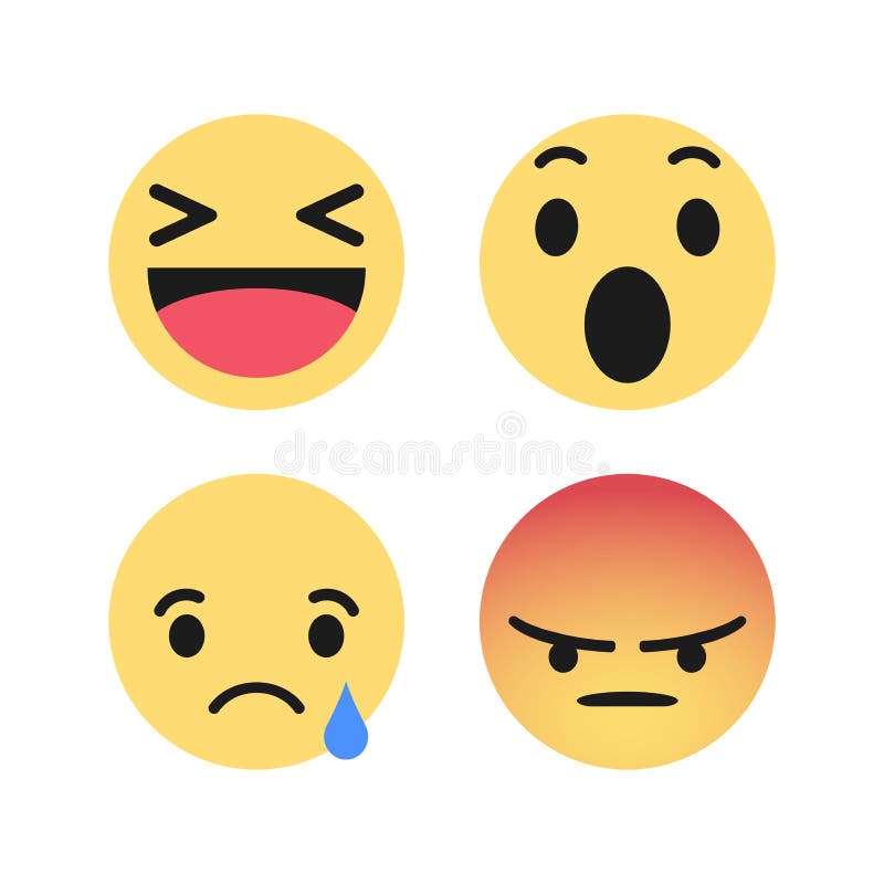 Facebook表情按钮社会网络4种表情符号反应的收集乌克兰基辅 年1月5日向量例证 插画包括有乌克兰基辅 Facebook表情按钮
