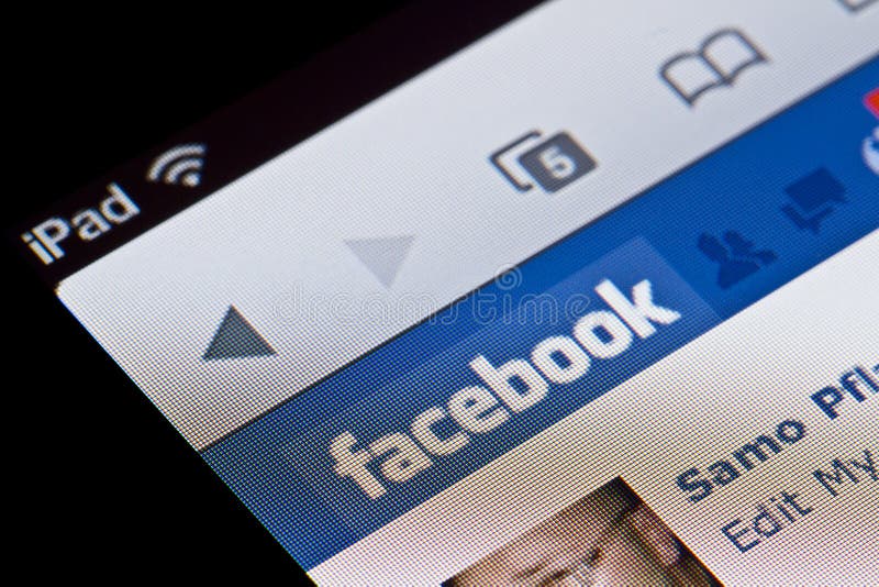 Facebook on Apple iPad stock photos