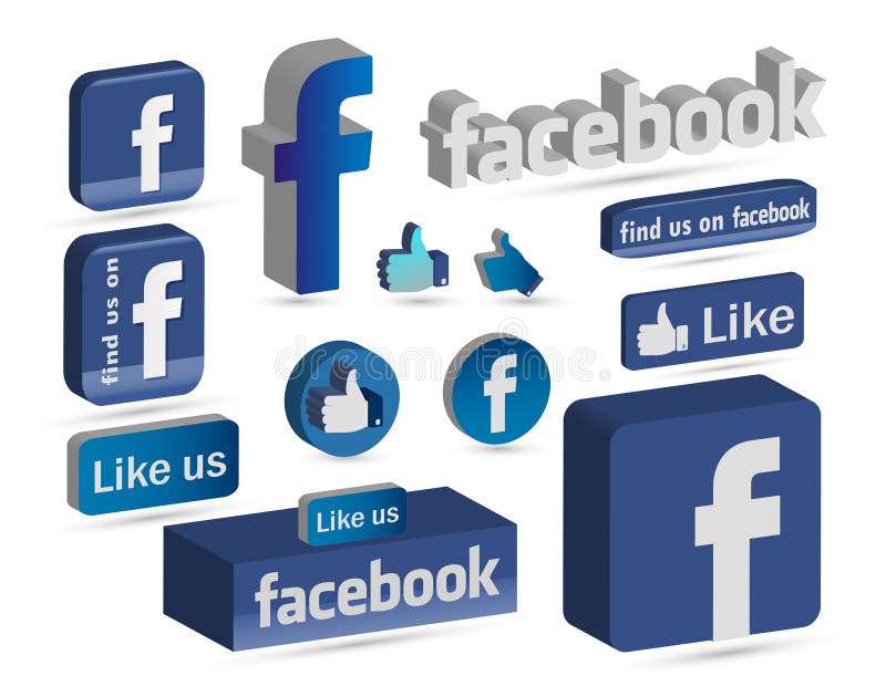 Facebook 3d Logo Like Buttons Icon Editorial Stock Photo