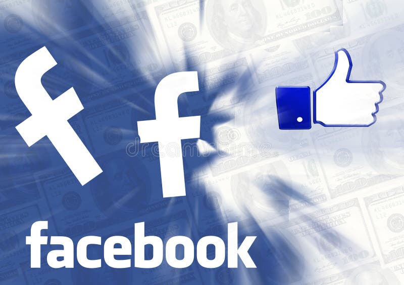 Facebook kciuka gotówki błękita tło ilustracja wektor Facebook kciuka gotówki błękita tło ilustracja wektor