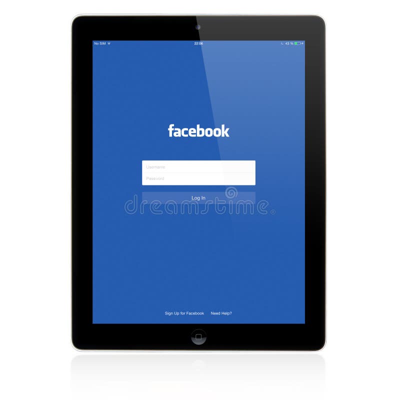 Facebook Login page on Apple iPad screen