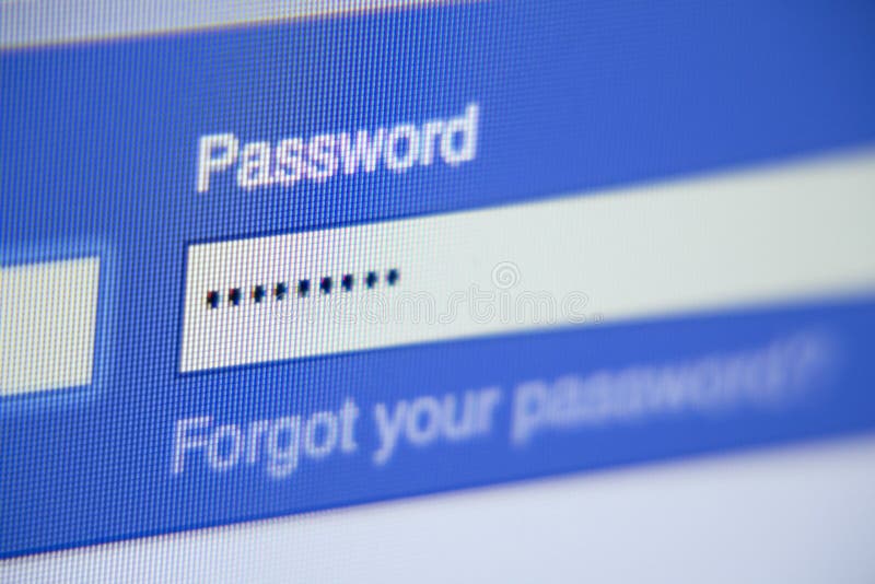 Facebook Password Box Close-up - Security Protection stock photo