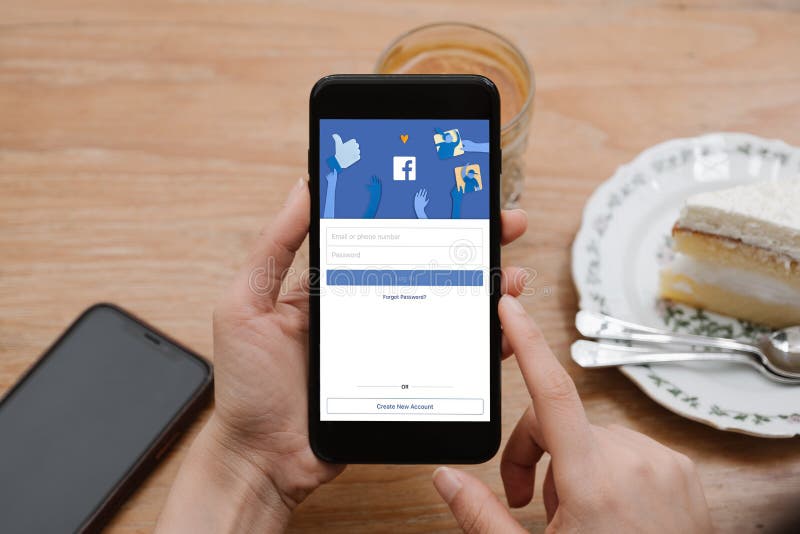 Facebook Social Media App Logo on Log-in, Sign-up Registration Page on