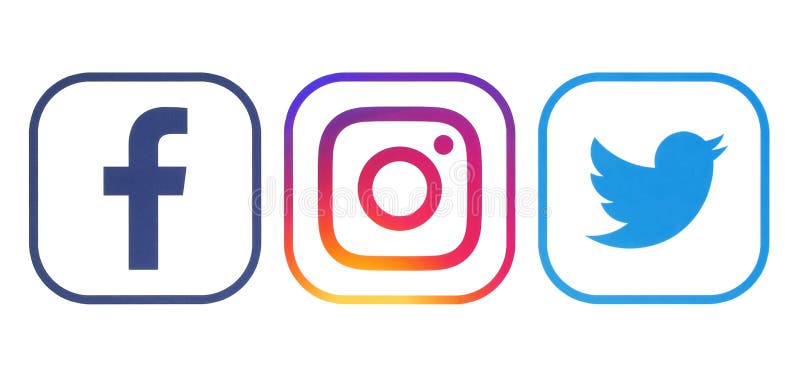 Kiev, Ukraine - April 23, 2018: Facebook, Twitter and Instagram logos printed on white paper