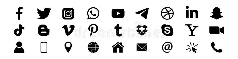 Facebook, Twitter, Instagram, Messenger, Youtube, Telegram, Dribbble ...