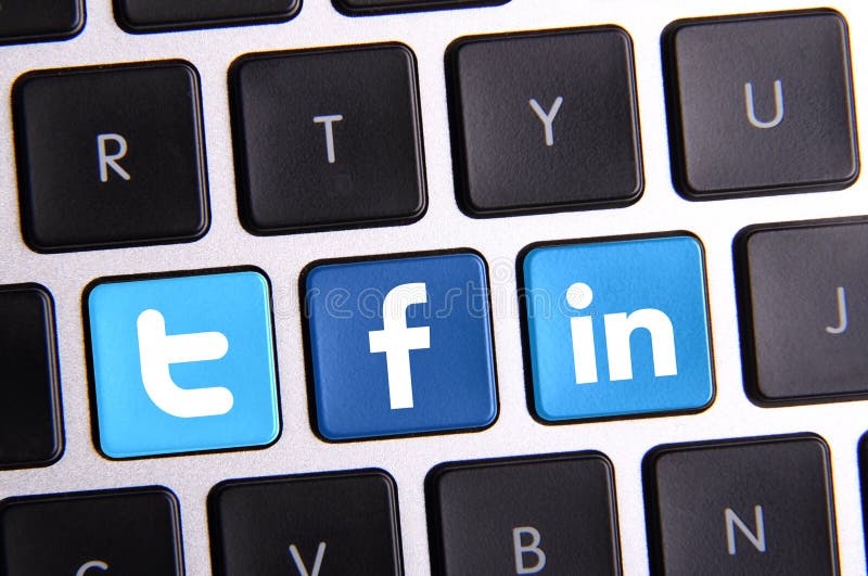 Facebook Twitter and Linkedin keyboard