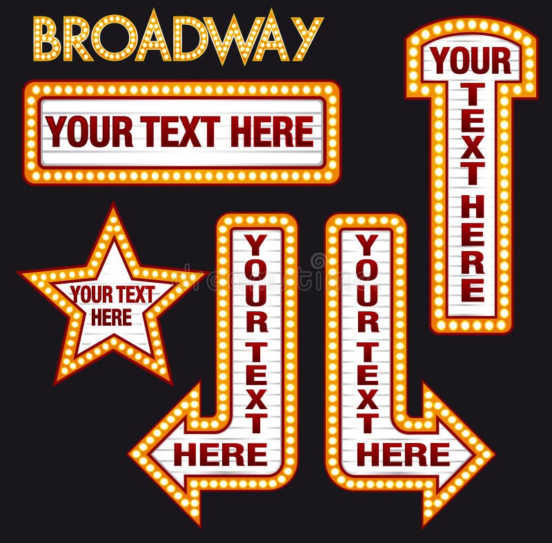 Vector Marquee Bulb realistic billboard set ispired to Broadway Style. Each Letter is grouped and Isolated. You can resize Letters as you like, customizing size and colors. Vector Marquee Bulb realistic billboard set ispired to Broadway Style. Each Letter is grouped and Isolated. You can resize Letters as you like, customizing size and colors