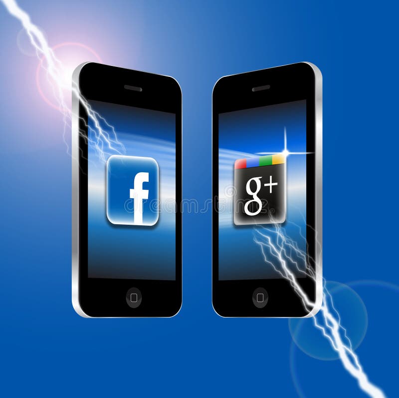 Facebook v Google Plus stock illustration Facebook v Google Plus stock illustration