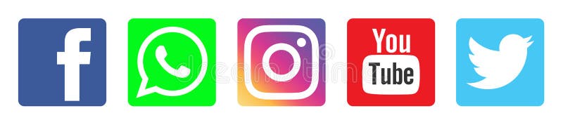 Facebook WhatsApp Instagram Twitter YouTube Popular Social Media Logos on  White Background Editorial Image - Illustration of white, insta: 227518330