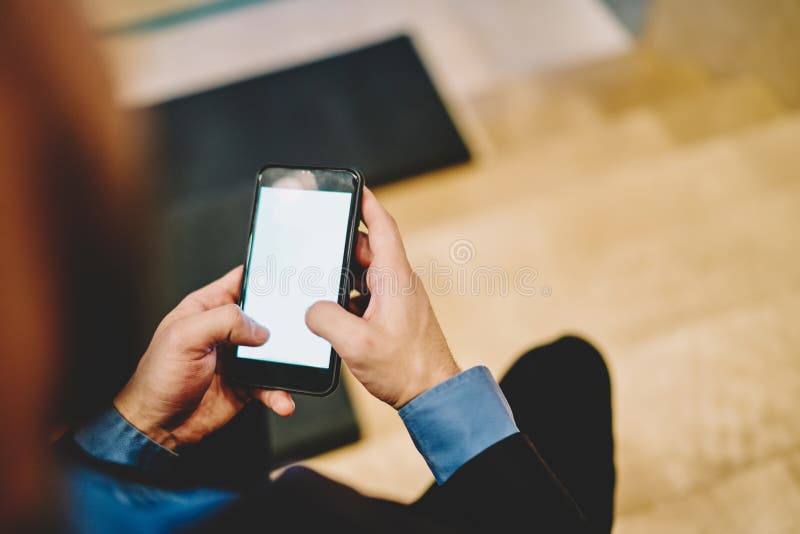 Faceless Boss Watching Phone at Office Space Stock Photo - Image of ...