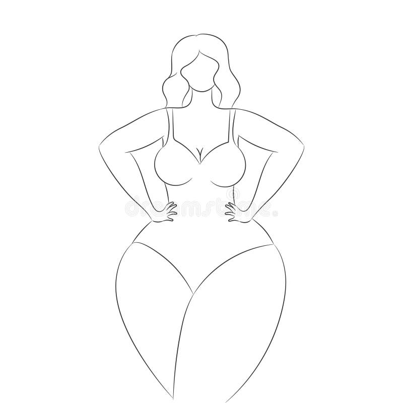 Faceless curvy female in a swimsuit contour isolated on a white background.  Body positive and female beauty. Hand drawn vector art 24474086 Vector Art  at Vecteezy