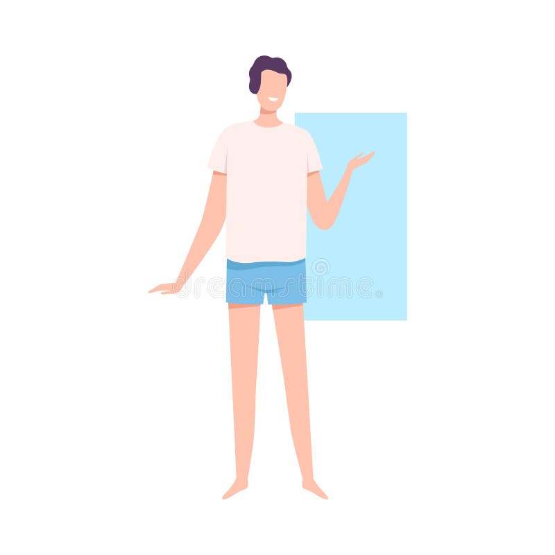 Faceless Man in Underwear, Male Rectangle Body Shape Flat Style