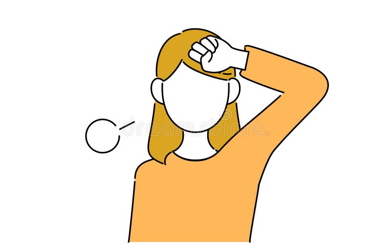 顔なしのポーズイラスト 女子学生の上半身 疲れ Stock Illustration Illustration Of Illness