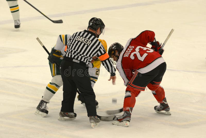 Faceoff in NCAA Hockey Game Editorial Photo Image of offensive