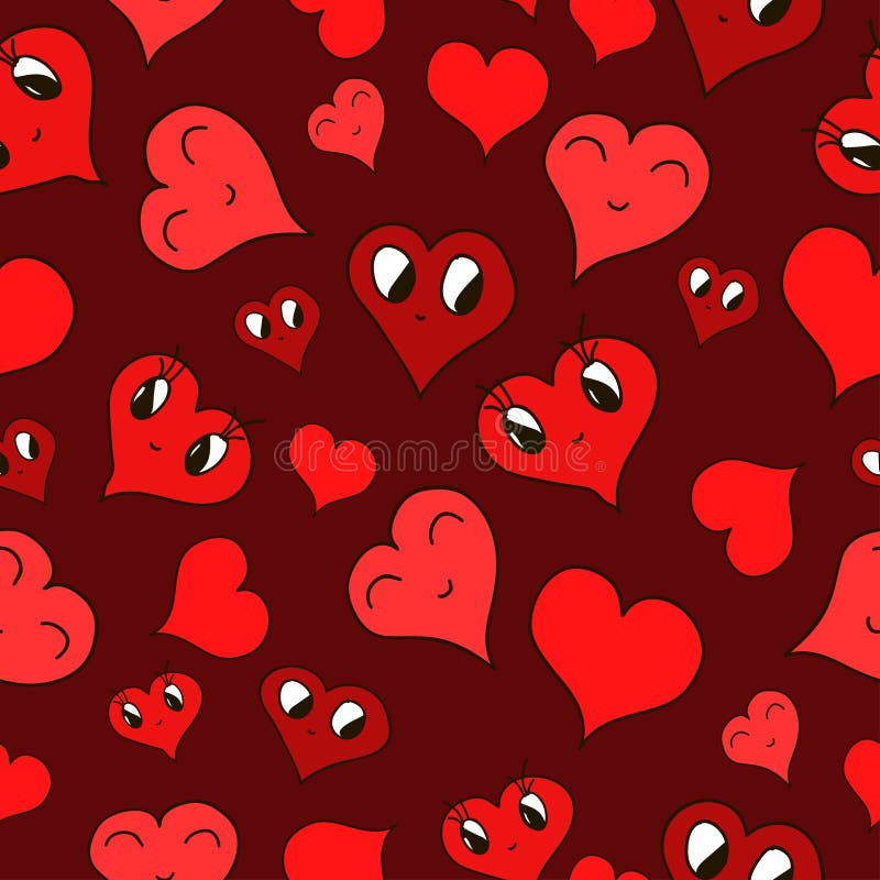 Faces of Excited Hearts on a Red Color Stock Vector - Illustration of ...