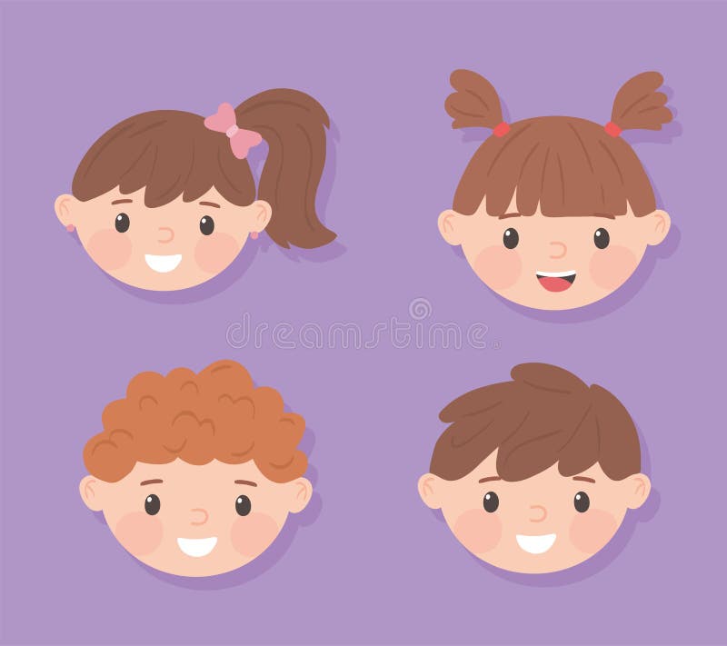 Faces Of Girls And Boys Character Set Stock Illustration Illustration