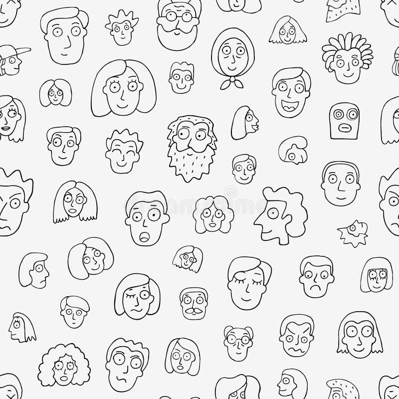 Faces of People - Seamless Background ,cartoons , Design Elements Stock  Vector - Illustration of faces, happy: 151611925