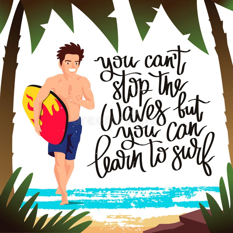 Facet - surfingowa bieg z surfboard royalty ilustracja Facet - surfingowa bieg z surfboard royalty ilustracja