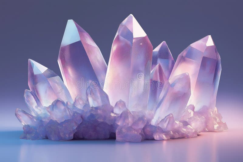 Angular Low-Poly Crystals with Sharp Facets and Stunning Light Refractions. Faceted low-poly crystals refract light, creating a mesmerizing geometric display of depth