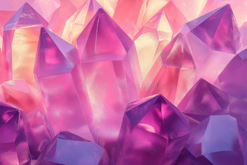 Angular Low-Poly Crystals with Sharp Facets and Stunning Light Refractions vector illustration