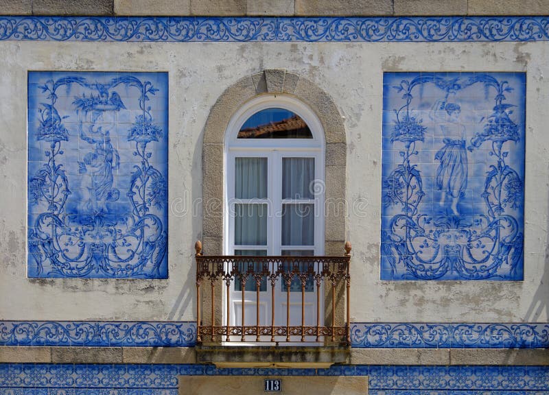 Fachada azul da telha, Aveiro fotografia de stock Fachada azul da telha, Aveiro fotografia de stock