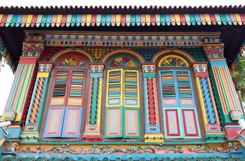 Colorful Facade of Building at Little India, Singapore. Colorful Facade of Building at Little India, Singapore