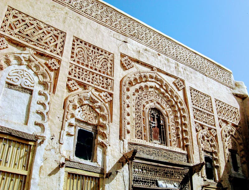 Fachada da construção histórica em Zabid fotografia de stock Fachada da construção histórica em Zabid fotografia de stock