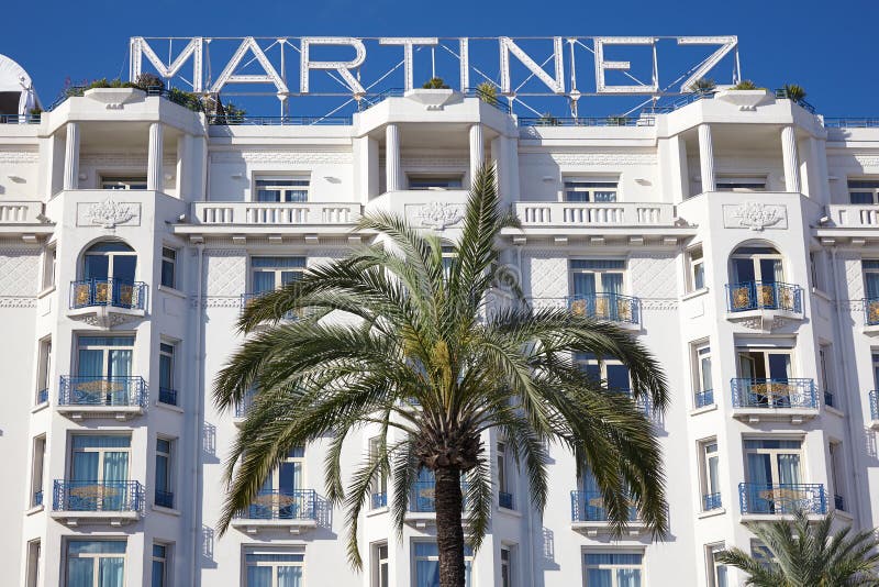 Luxury Hotel Martinez facade in Cannes, France. Luxury Hotel Martinez facade in Cannes, France