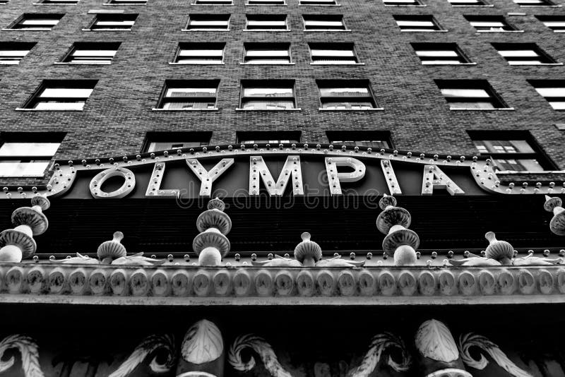 Fachada do Olympia Theater no centro de Miami imagens de stock