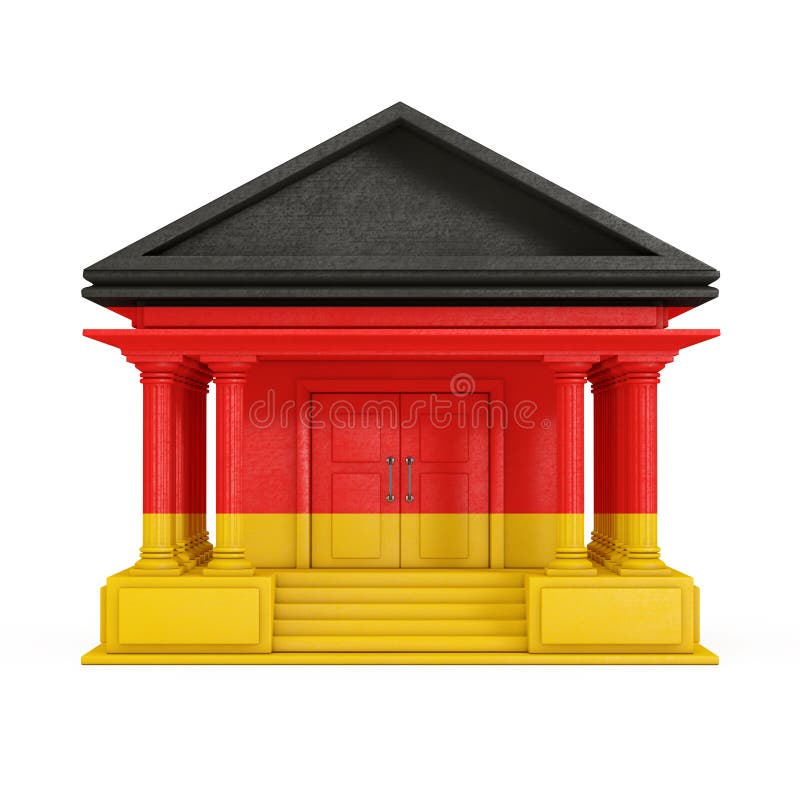 Fachada del edificio del banco, de la corte o del gobierno con la bandera de Alemania representaci?n 3d libre illustration Fachada del edificio del banco, de la corte o del gobierno con la bandera de Alemania representaci?n 3d libre illustration
