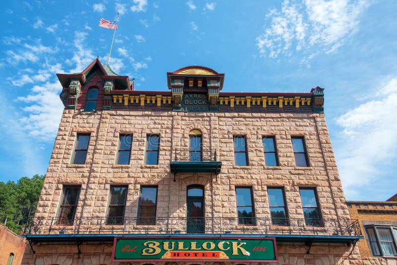 DEADWOOD, SD - AUGUST 26: View of the historic Bullock Hotel in Deadwood, SD on August 26, 2015. DEADWOOD, SD - AUGUST 26: View of the historic Bullock Hotel in Deadwood, SD on August 26, 2015