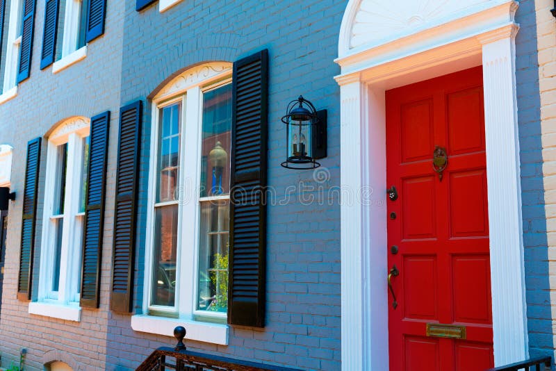 Georgetown historical district townhouses facades Washington DC in USA. Georgetown historical district townhouses facades Washington DC in USA