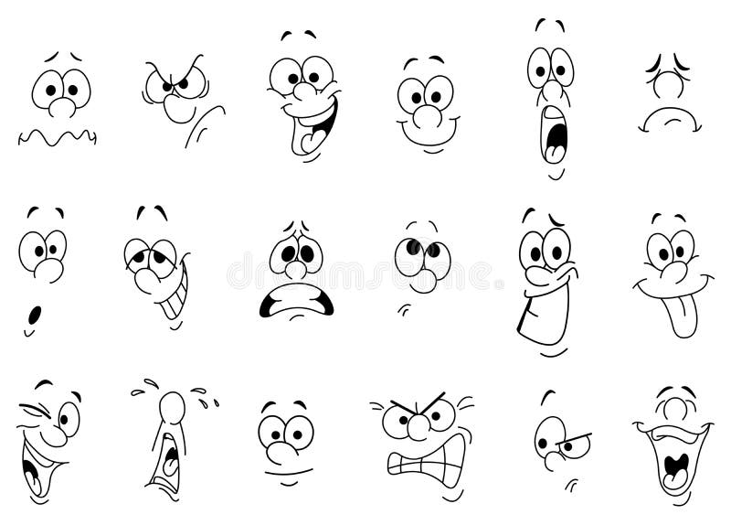 Karikatura soubor výrazů obličeje
