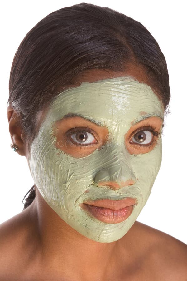 Facial mask on black girl stock photo. Image of hair 16419412
