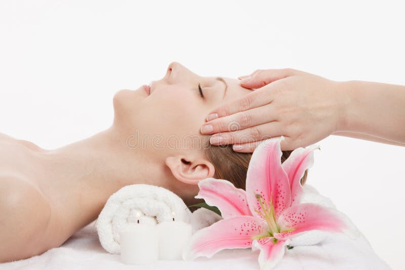 Young Caucasian woman facial massage